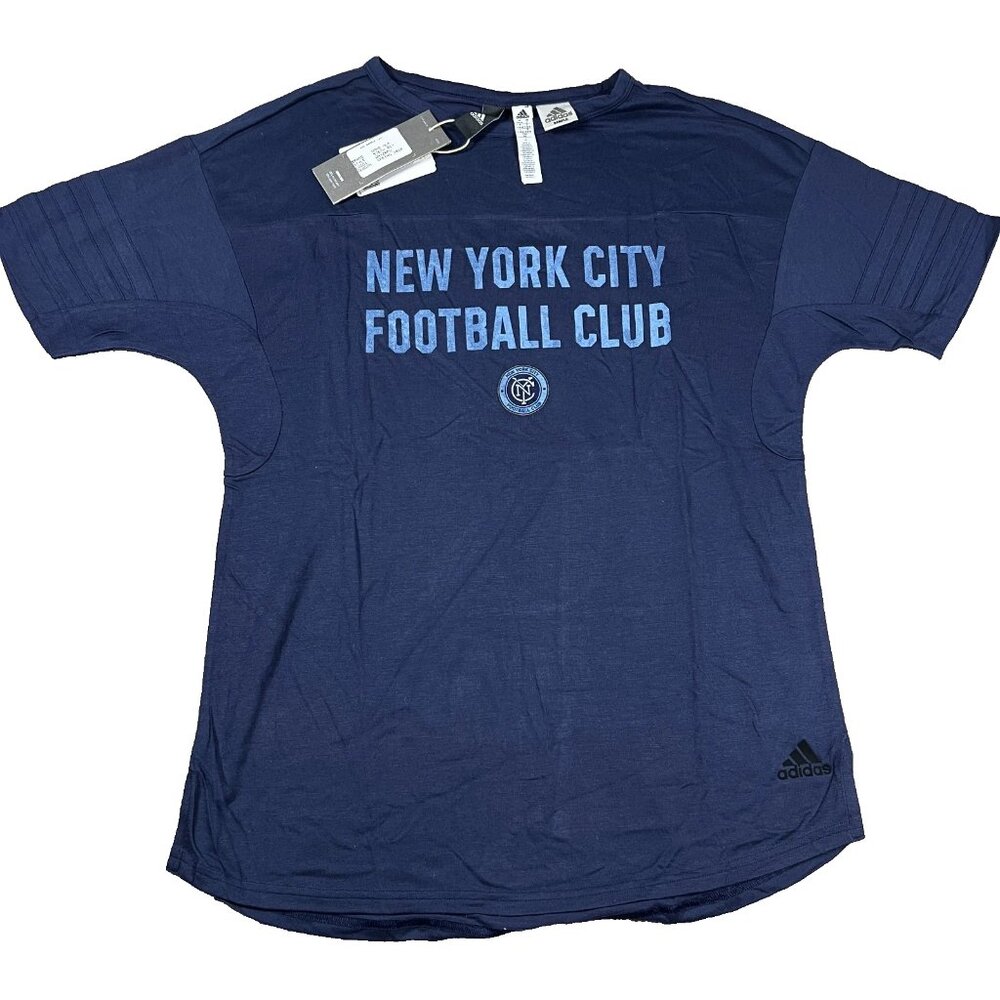 Adidas Mens Small Blue New York City Football Club MLS Soccer Sample T Shirt NWT